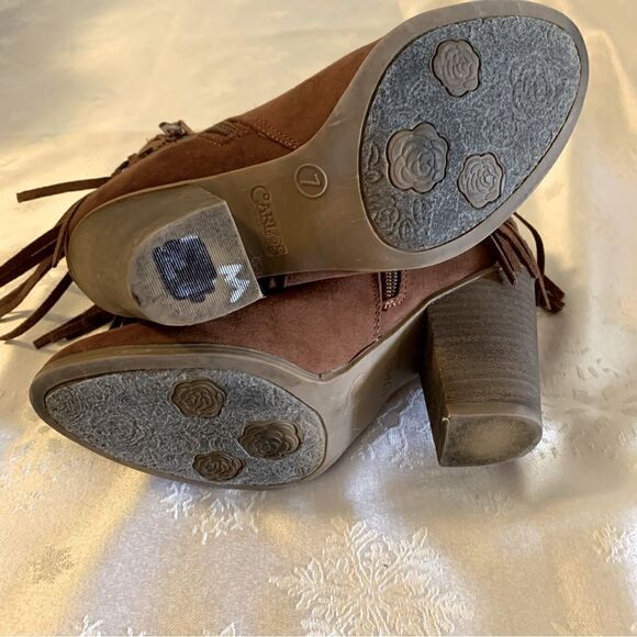 Carlos Santana Ankle Boots ‘Twilight’ Chocolate Suede & Fringes Sz 7 Gorgeous - Picture 8 of 9
